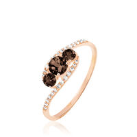 Bague Chloe Or Rose Quartz Et Oxyde De Zirconium