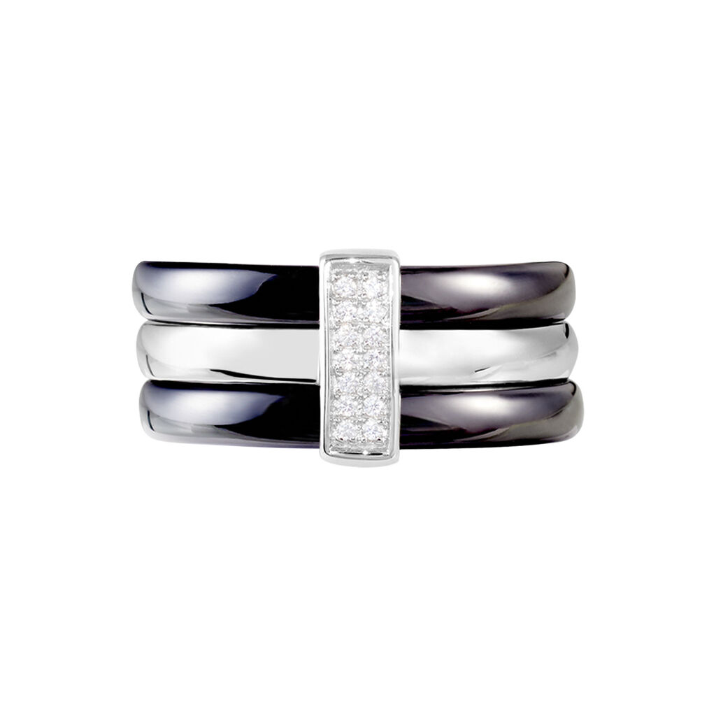 Bague Ceramik Design Argent Blanc Céramique Et Oxyde De Zirconium - Bagues avec pierre Femme | Histoire d’Or