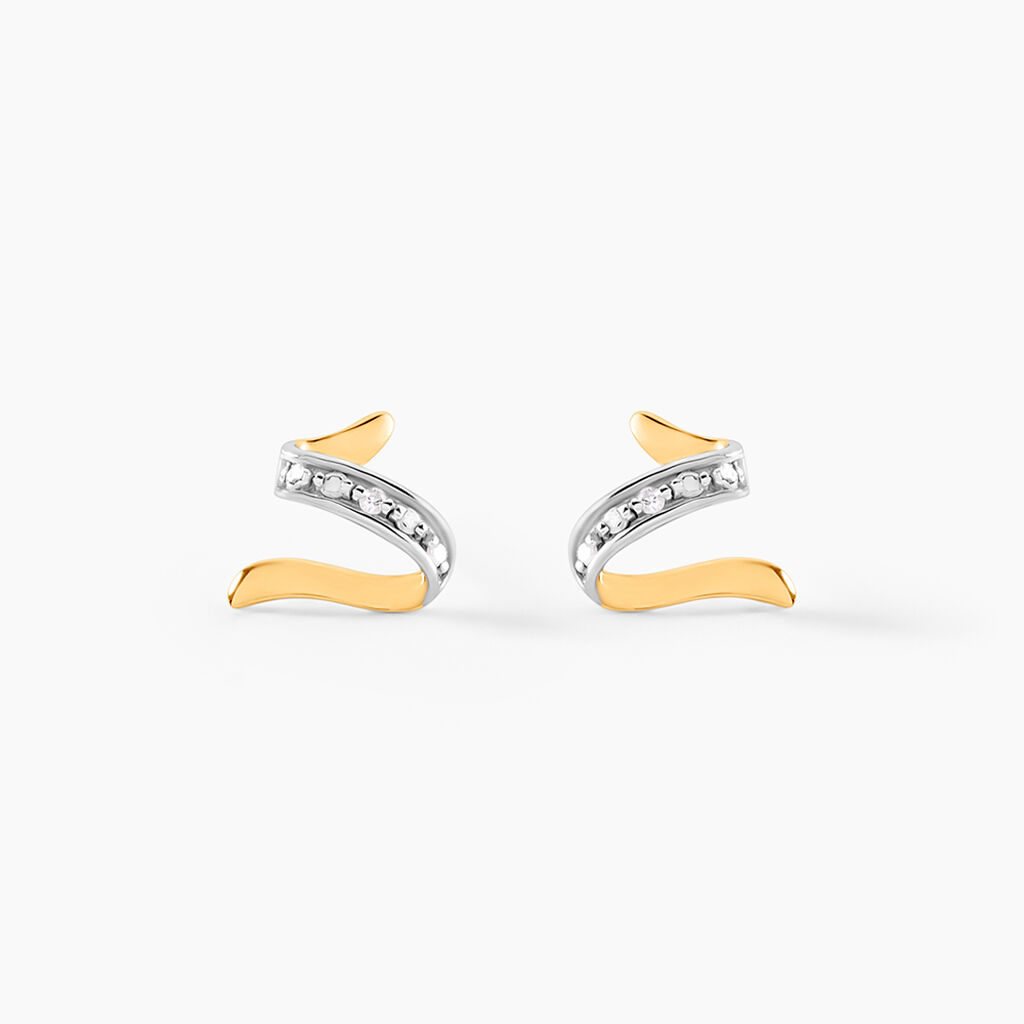 Boucles D'oreilles Puces Ouassima Or Jaune Diamant - Clous d'oreilles Femme | Histoire d’Or