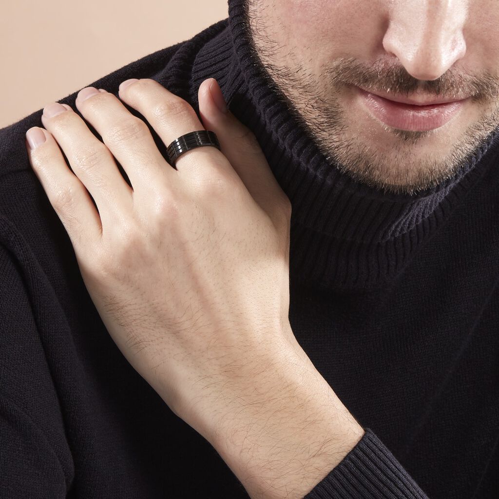 Bague Fabio Acier Noir - Bagues fantaisie Homme | Histoire d&rsquo;Or