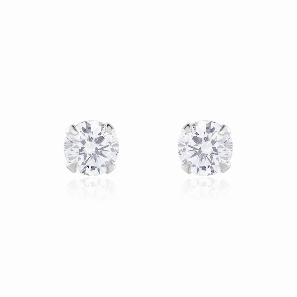 Boucles D'oreilles Puces Laena Argent Blanc Oxyde De Zirconium - Boucles d'oreilles fantaisie Femme | Histoire d’Or