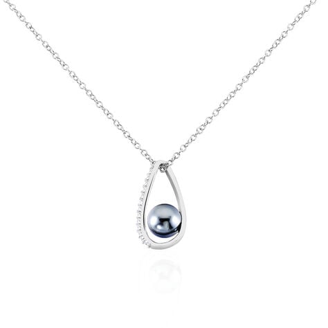 Collier Polynesie Argent Blanc Perle D'imitation Et Oxyde De Zirconium - Colliers fantaisie Femme | Histoire d&rsquo;Or
