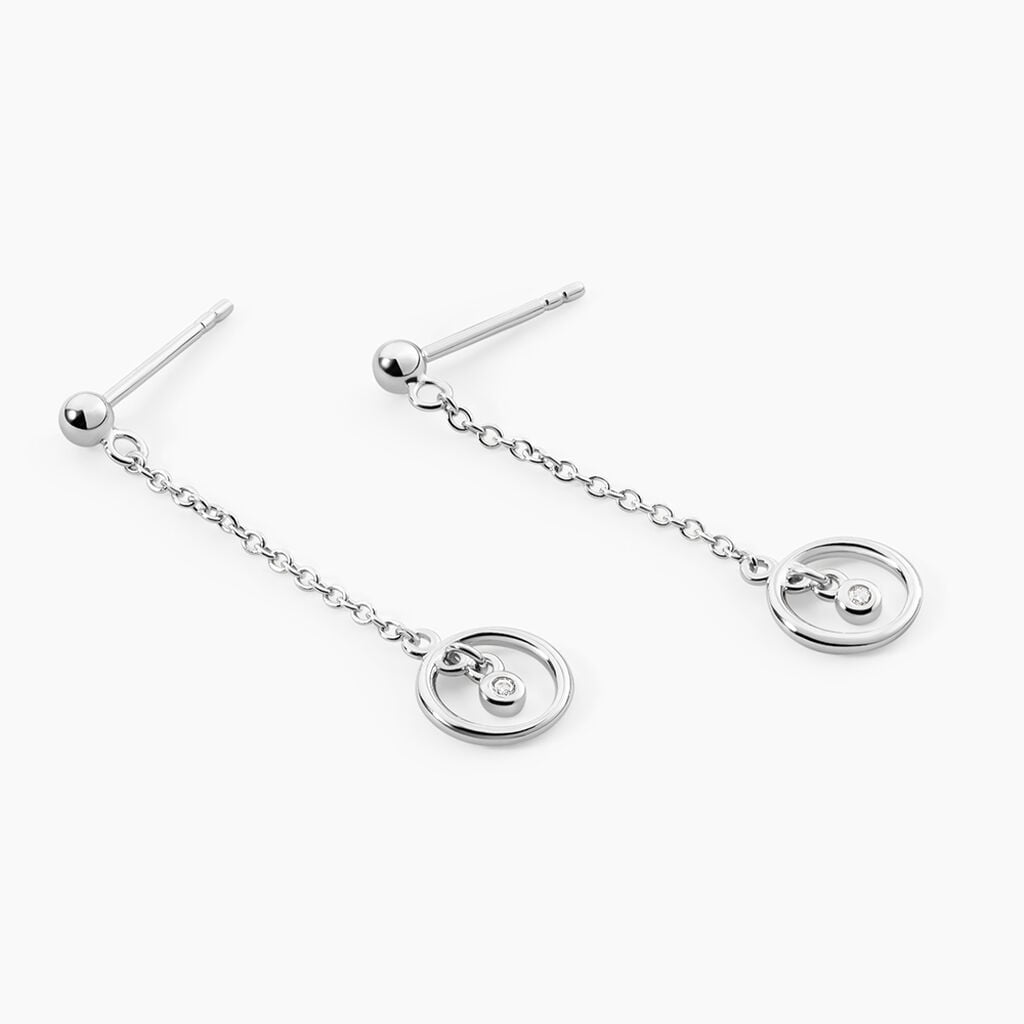 Boucles D'Oreilles Pendantes Geraldo Argent Blanc Oxyde De Zirconium - Boucles d'oreilles fantaisie Femme | Histoire d&rsquo;Or