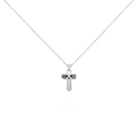 Collier Cruzi Acier Bicolore Pierre De Synthese - Colliers fantaisie Homme | Histoire d’Or