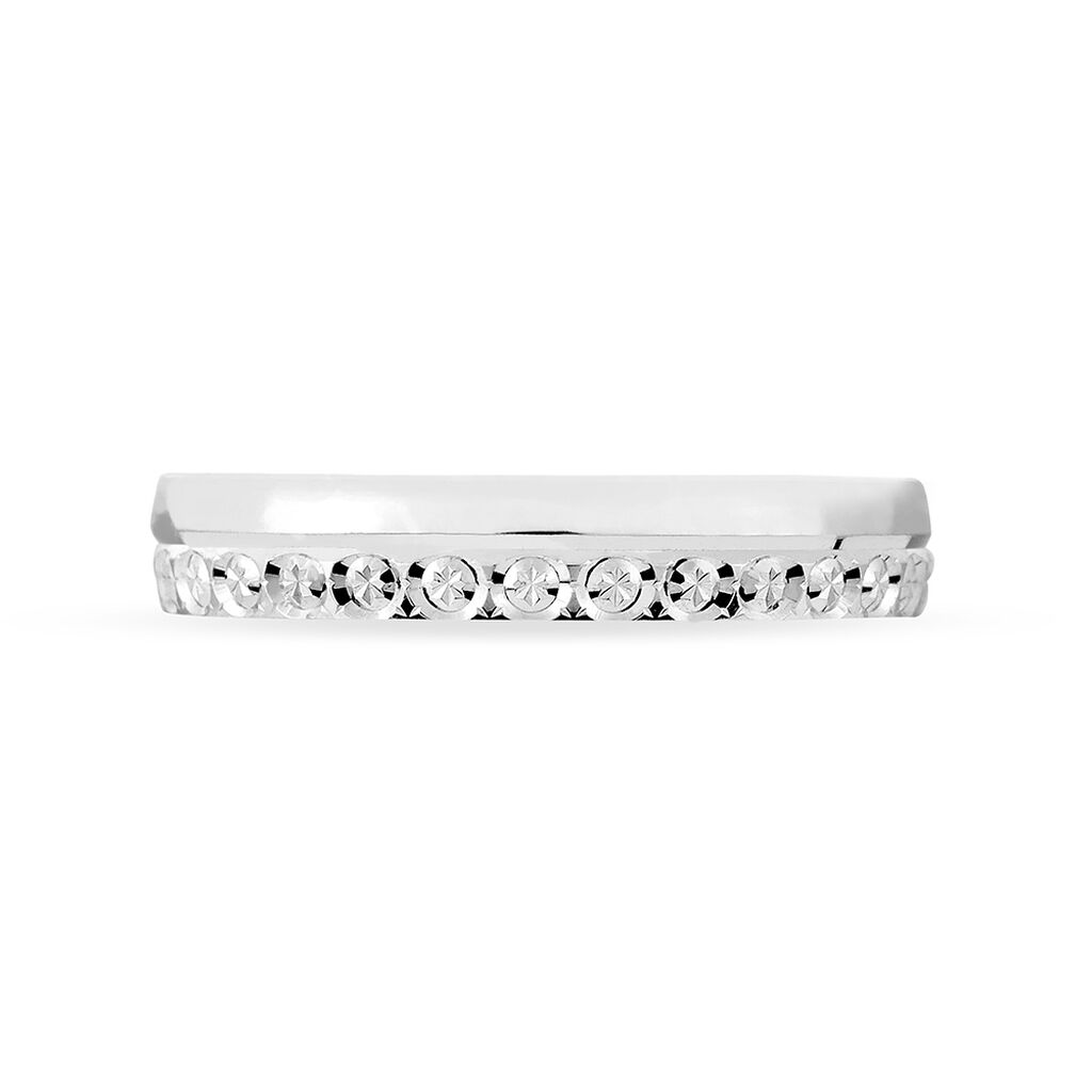 Alliance Fantaisie Diamantee Ruban Plat Or Blanc - Alliances Unisex | Histoire d’Or