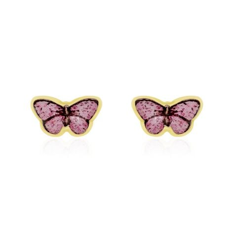 Boucles D'oreilles Puces Sulivia Papillon Or Jaune - Clous d'oreilles Enfant | Histoire d’Or