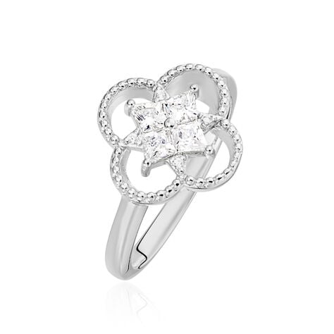 Bague Laetizia Fleur Argent Blanc Oxyde De Zirconium - Bagues avec pierre Femme | Histoire d’Or