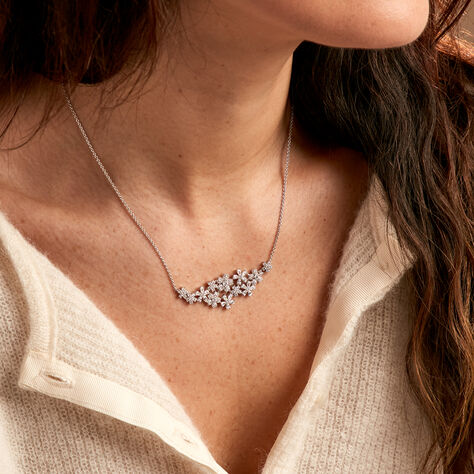 Collier Midnight Flower Argent Blanc Oxyde De Zirconium - Colliers Femme | Histoire d’Or