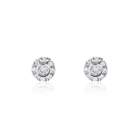 Boucles D'oreilles Puces Argent Blanc Gwenegan Oxydes De Zirconium - Boucles d'oreilles fantaisie Femme | Histoire d’Or