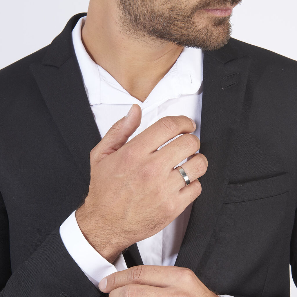 Alliance Hild Ruban Biseaute Palladium Blanc - Alliances Homme | Histoire d’Or