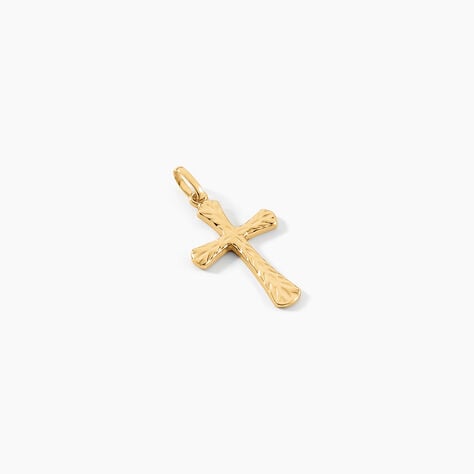 Pendentif Annais Croix Striee Or Jaune - Pendentifs Bapt&ecirc;me Famille | Histoire d&rsquo;Or