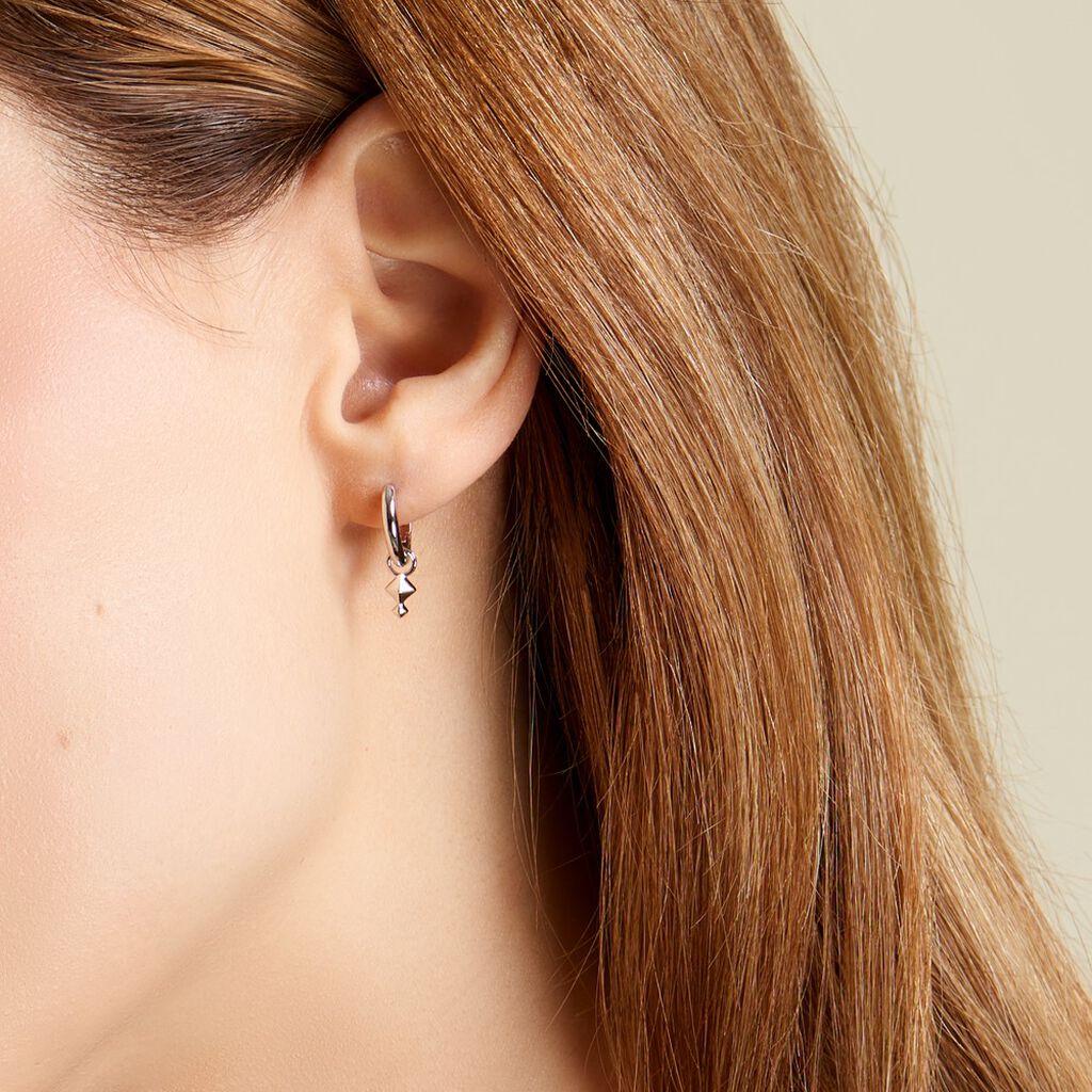 Créoles Olmos Argent Blanc - Boucles d'oreilles créoles Femme | Histoire d’Or
