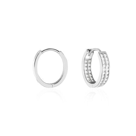 Cr&eacute;oles Argent Blanc Taki Oxydes De Zirconium - Boucles d'oreilles cr&eacute;oles Femme | Histoire d&rsquo;Or
