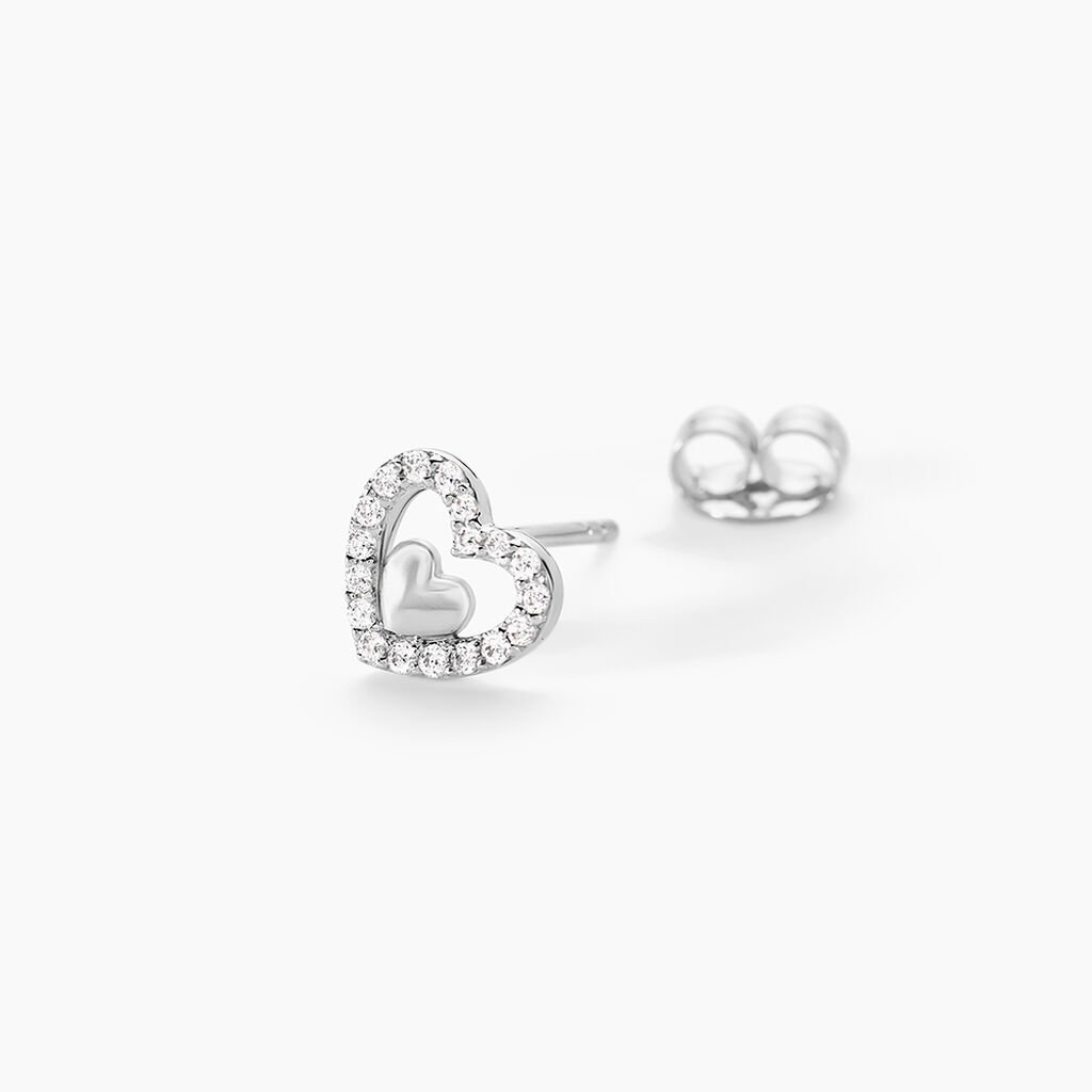 Boucles D'oreilles Puces Rizlene Argent Blanc Oxyde De Zirconium - Nouveautés Femme | Histoire d’Or