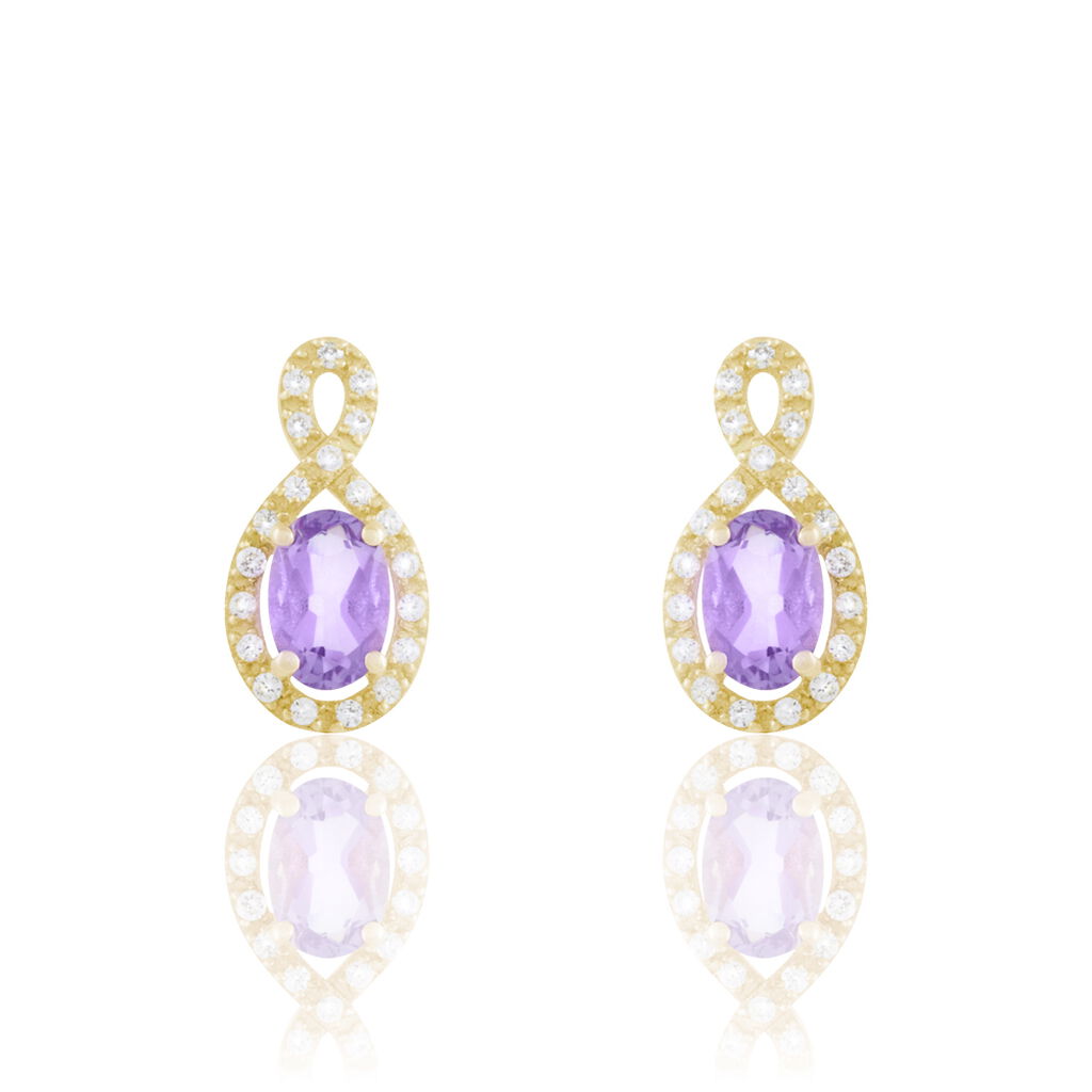 Boucles D'oreilles Pendantes Passion Or Jaune Amethyste Et Oxyde - Boucles d'oreilles pendantes Femme | Histoire d’Or