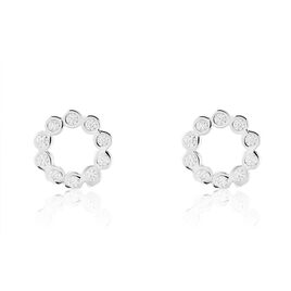 Boucles D'oreilles Puces Argent Blanc Leonhard Oxydes De Zirconium - Boucles d'oreilles fantaisie Femme | Histoire d’Or