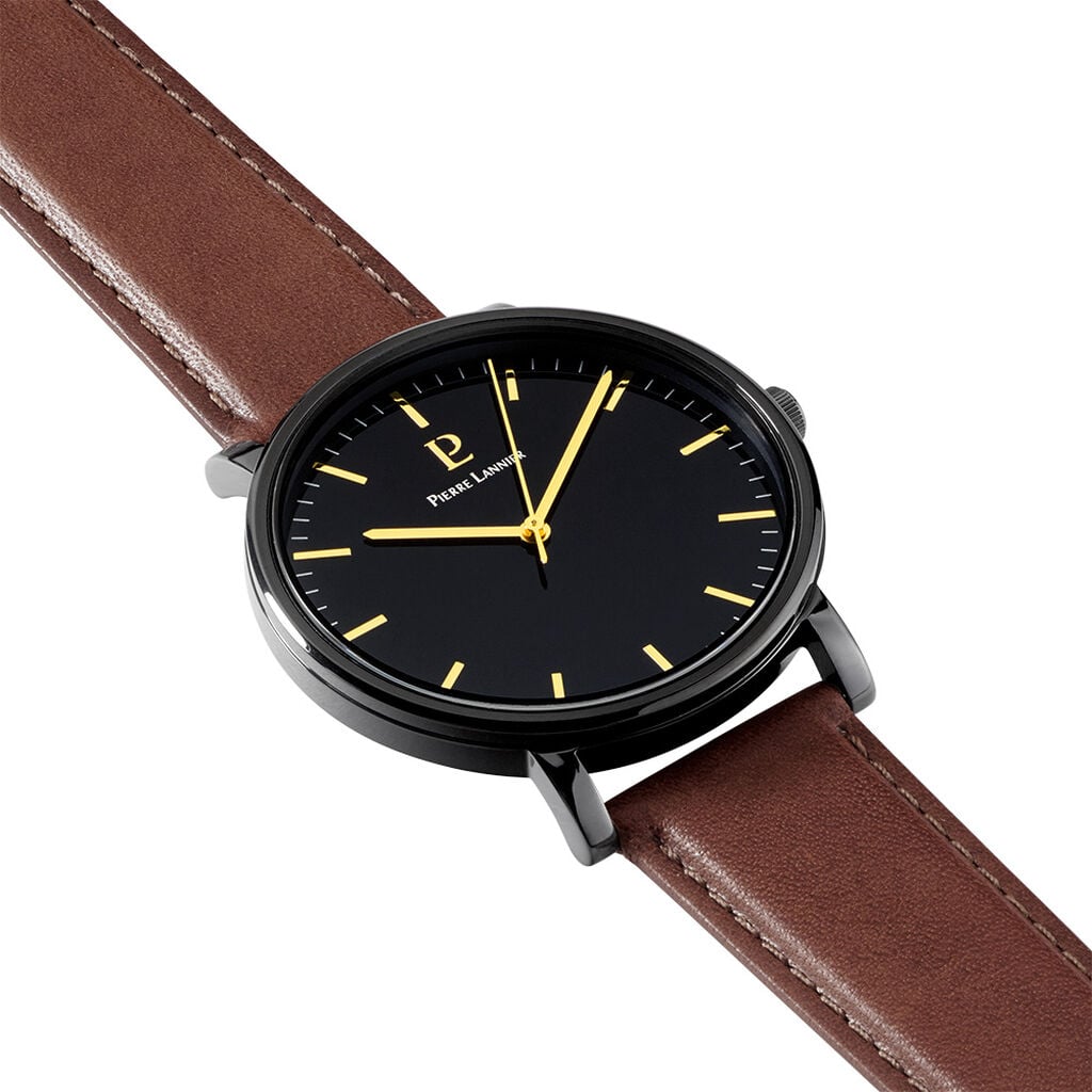 Montre Pierre Lannier Essential Noir - Id&eacute;es cadeaux Homme | Histoire d&rsquo;Or