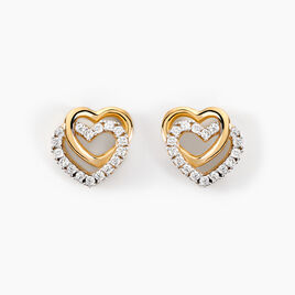 Boucles D'oreilles Puces Ablaye Or Jaune Oxyde De Zirconium - Boucles d'Oreilles Coeur Femme | Histoire d’Or