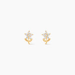 Boucles D'oreilles Puces Jabin Fleur Or Jaune Oxyde De Zirconium - Clous d'oreilles Famille | Histoire d&rsquo;Or