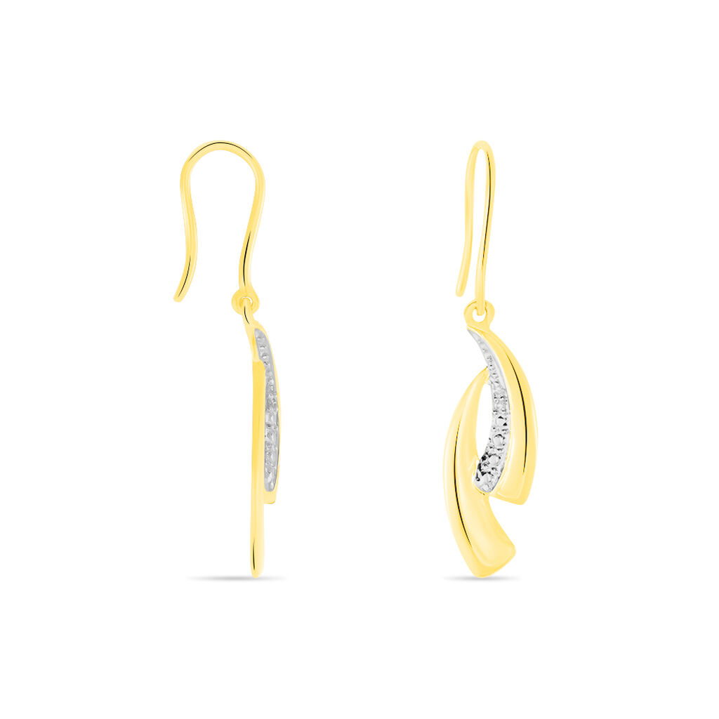 Boucles D'oreilles Pendantes Aube Or Bicolore Diamant - Boucles d'oreilles pendantes Femme | Histoire d’Or