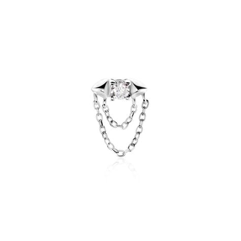 Boucle D'oreille Puce Unitaire Duane Argent Blanc Oxyde De Zirconium - Boucles d'oreilles fantaisie Femme | Histoire d&rsquo;Or