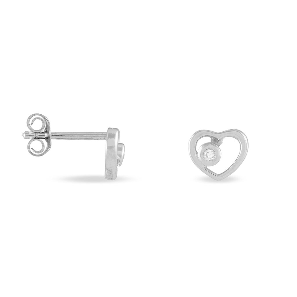 Boucles D'oreilles Puces Ashley Argent Blanc Oxyde De Zirconium - Boucles d'oreilles fantaisie Femme | Histoire d’Or