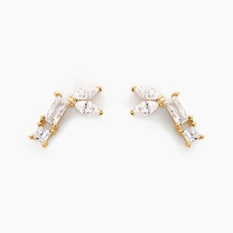 Boucles D'oreilles Puces Lizaveta Or Jaune Oxyde De Zirconium - Clous d'oreilles Femme | Histoire d&rsquo;Or