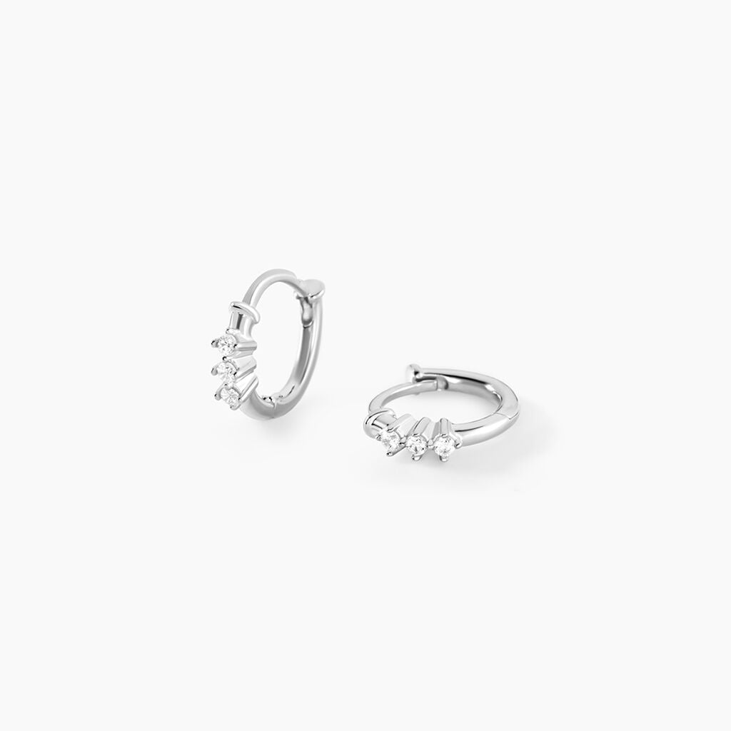 Cr&eacute;oles Mini Argent Blanc Oxyde De Zirconium - Boucles d'oreilles cr&eacute;oles Femme | Histoire d&rsquo;Or