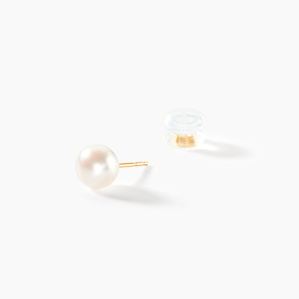 Boucles D'oreilles Puces Kesya Nacres Bouton Or Jaune Perle De Culture - Clous d'oreilles Femme | Histoire d’Or
