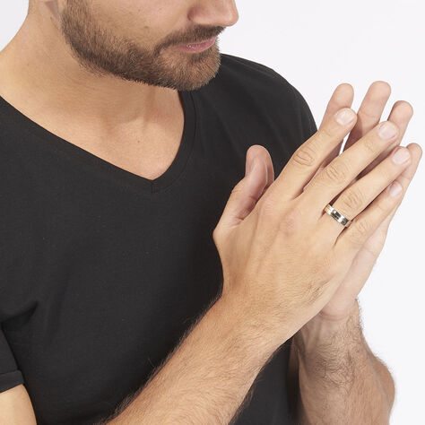 Bague Jourdan Ahou Acier Blanc Diamant - Bagues avec pierre Homme | Histoire d’Or