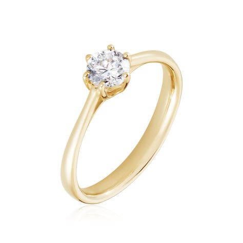Bague Solitaire Plaqué Or Jaune Eulia Oxyde De Zirconium - Bagues solitaires Femme | Histoire d’Or