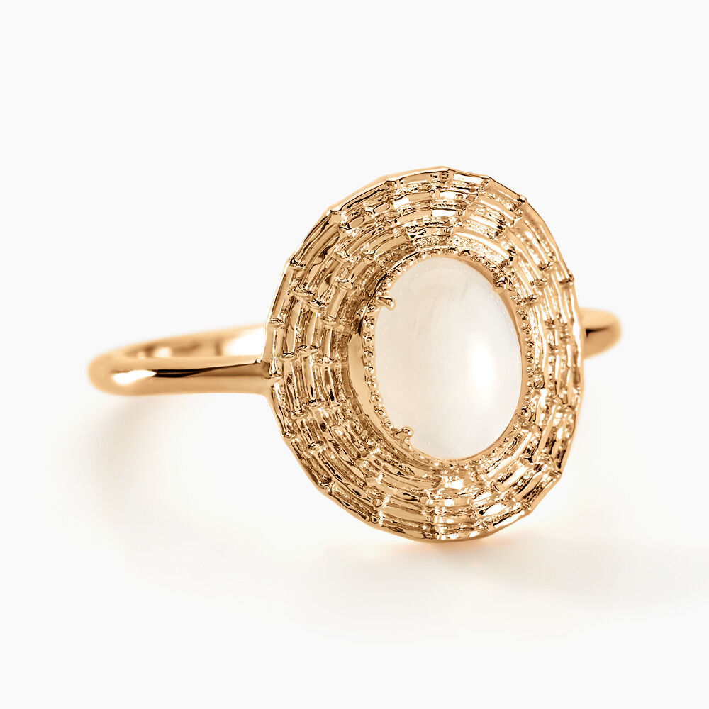 Bagues solitaires Ovale Plaqu or Pierre de Lune Ovale Jaune