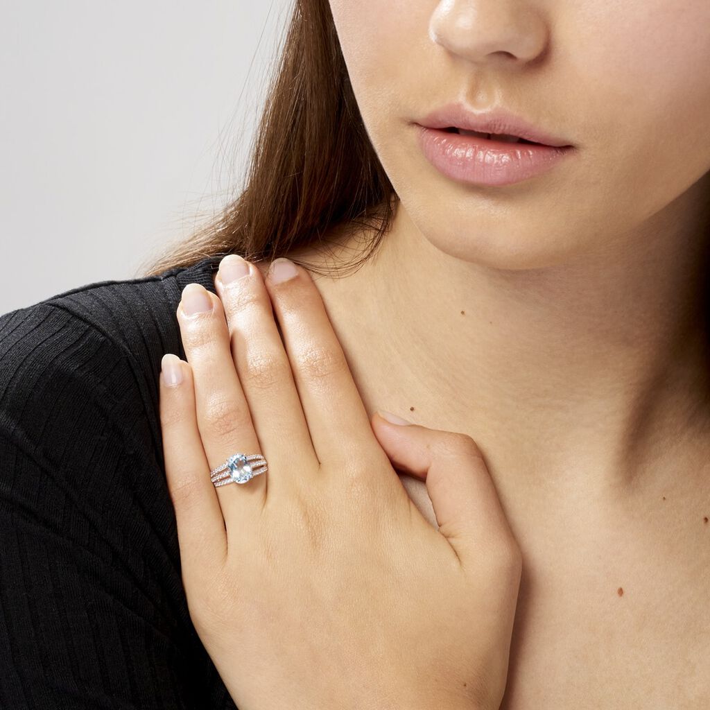 Bague Solitaire Carmelice Or Blanc Topaze Et Oxyde De Zirconium - Bagues solitaires Femme | Histoire d’Or