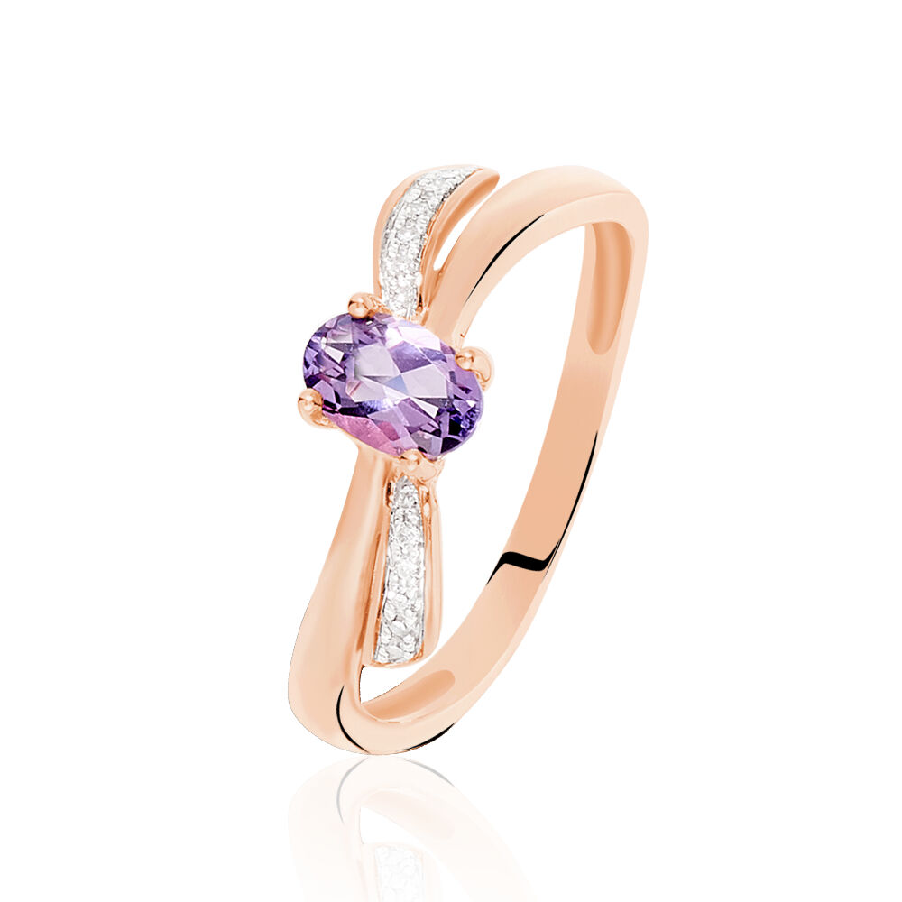 Bague Rania Or Rose Amethyste Et Diamant
