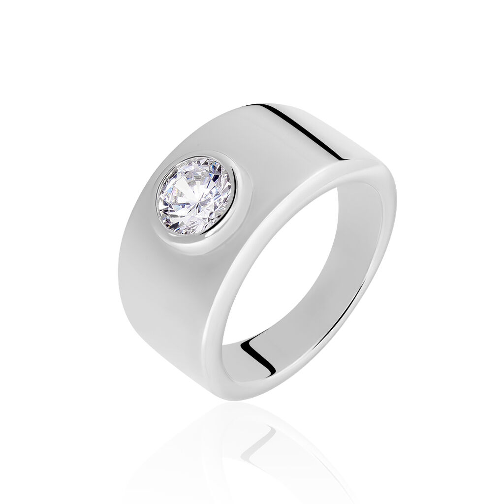 Bague Solitaire Electre Argent Blanc Oxyde De Zirconium - Bagues solitaires Femme | Histoire d&rsquo;Or