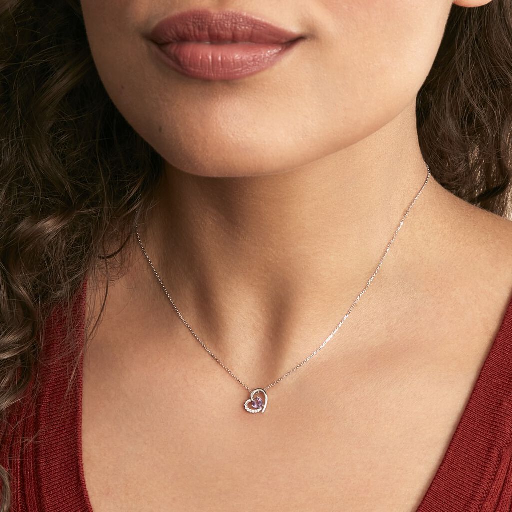 Collier Eliana Or Blanc Amethyste Et Oxyde De Zirconium - Colliers Femme | Histoire d’Or