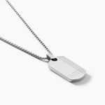 Collier Quadrillage Acier Blanc - Bijoux sans pierre Homme | Histoire d&rsquo;Or