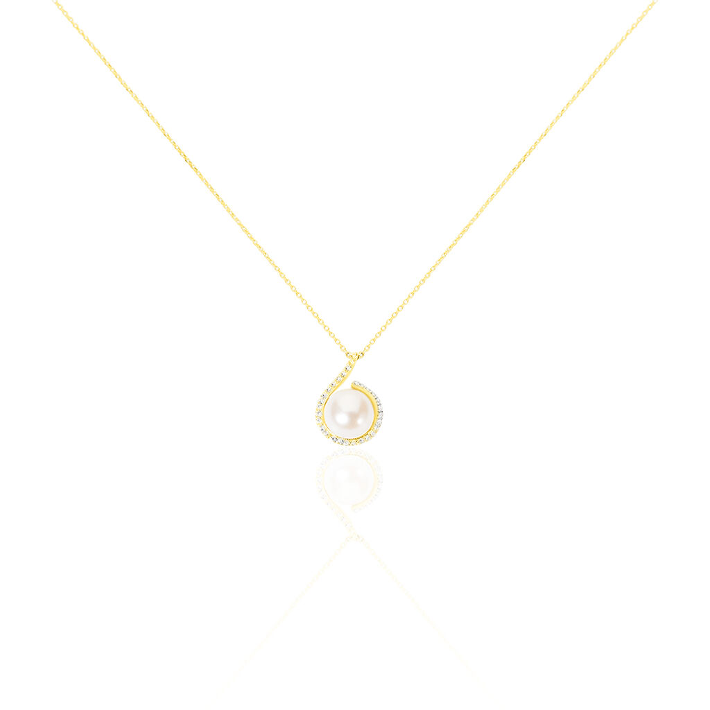 Collier Lucinda Or Jaune Perle De Culture Et Oxyde De Zirconium