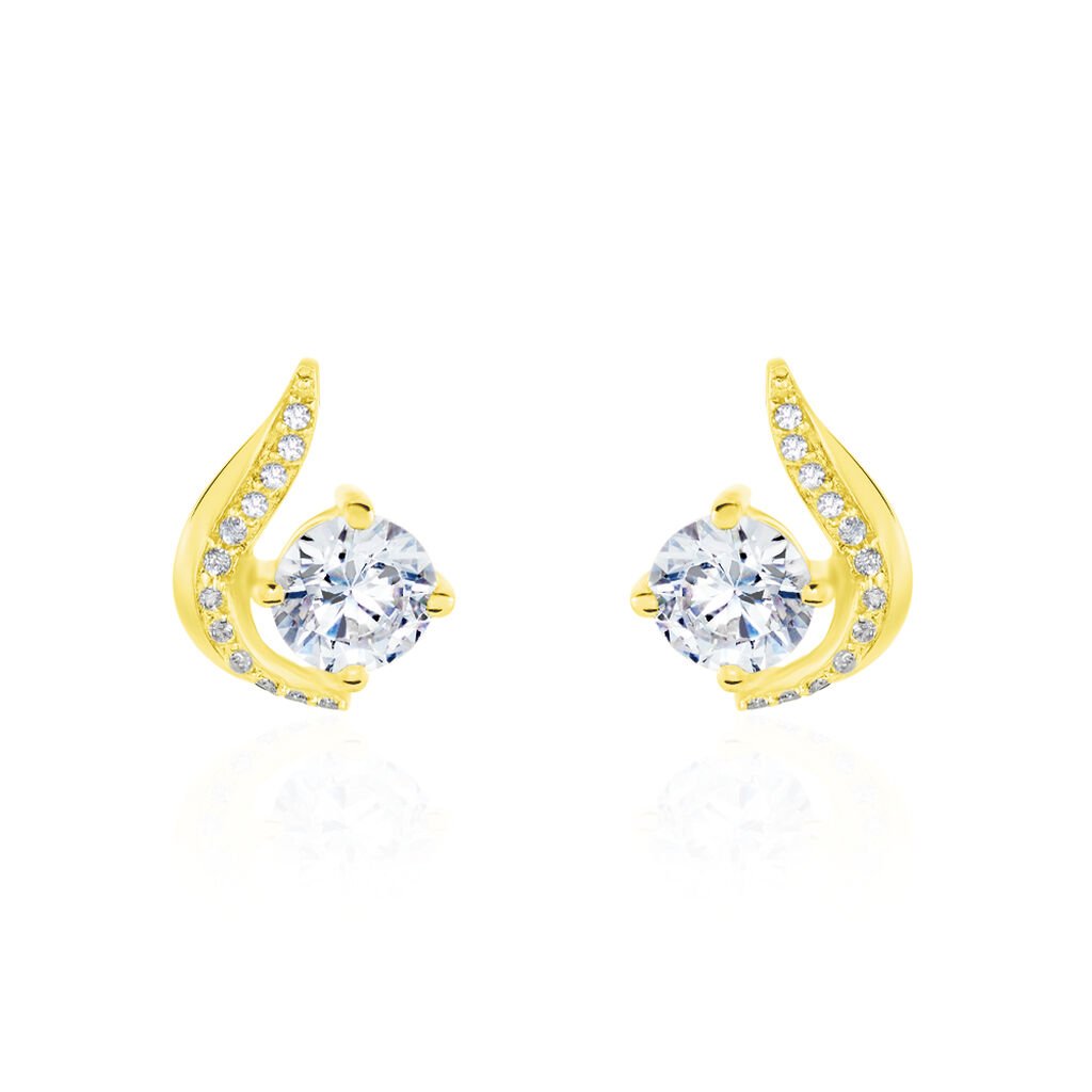 Boucles D'oreilles Puces Sevde Or Jaune Oxyde De Zirconium - Clous d'oreilles Femme | Histoire d’Or