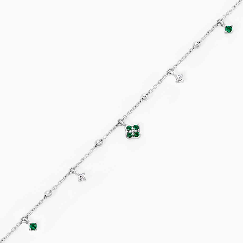 Bracelet Clova Argent Blanc Oxyde De Zirconium Pierre De Synthese - Bracelets Femme | Histoire d’Or
