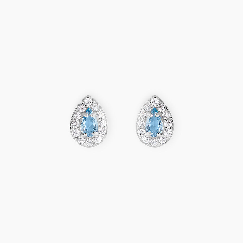 Boucles D'oreilles Puces Argent Blanc Tania Oxydes De Zirconium - Boucles d'oreilles fantaisie Femme | Histoire d&rsquo;Or