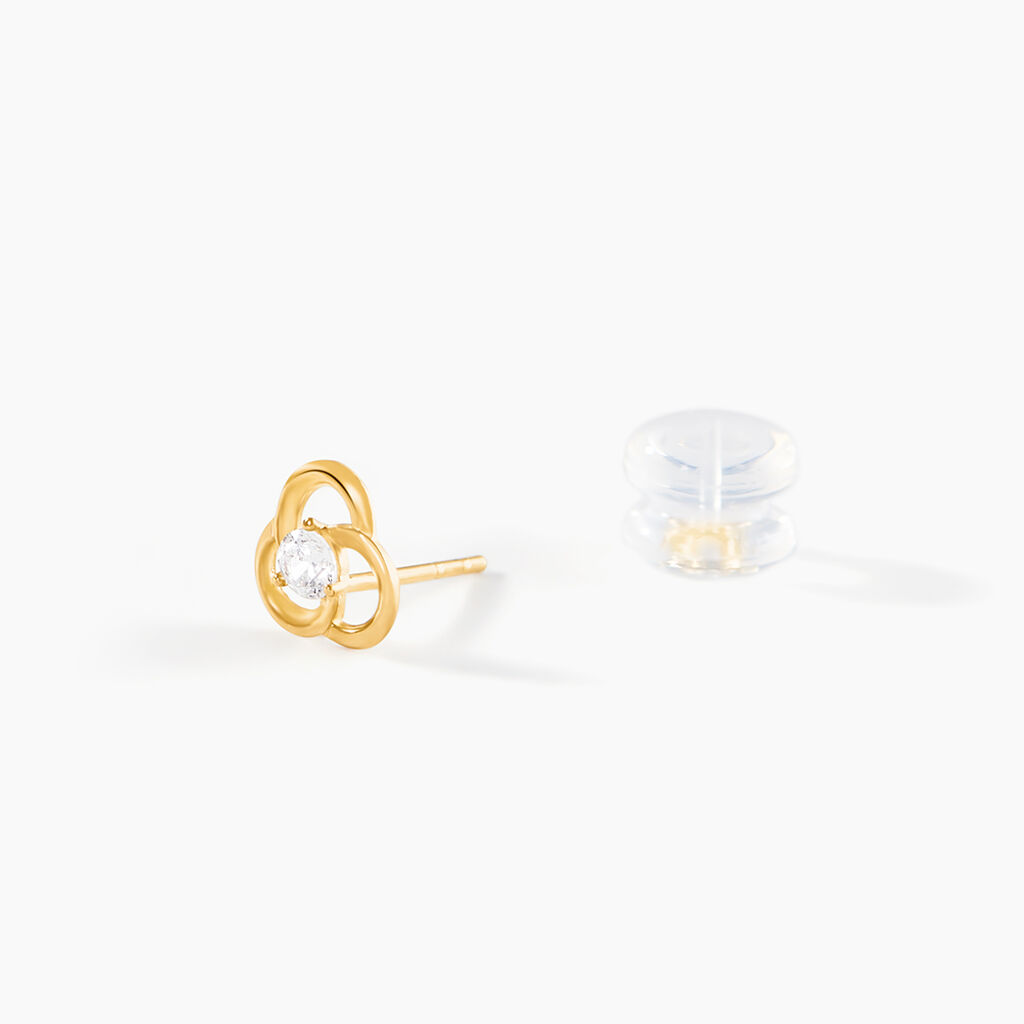 Boucles D'Oreilles Puces Isaias Or Jaune Oxyde De Zirconium - Clous d'oreilles Femme | Histoire d&rsquo;Or
