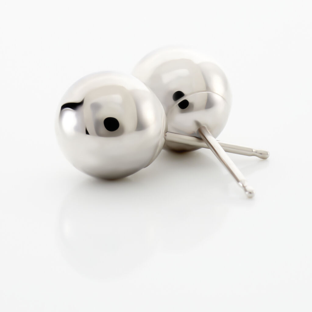 Boucles D'oreilles Puces Fidelia Boule Or Blanc - Clous d'oreilles Femme | Histoire d’Or