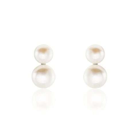 Boucles D'oreilles Clips Argent Blanc Viano Perles Oxydes - Boucles d'oreilles fantaisie Femme | Histoire d’Or