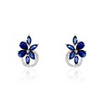 Boucles D'oreilles Puces Bouquet Or Blanc Saphir Et Diamant - Clous d'oreilles Femme | Histoire d&rsquo;Or
