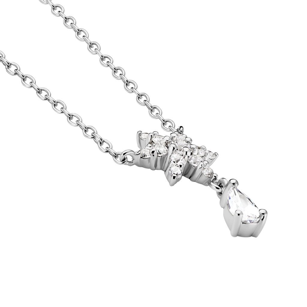 Collier Linas Argent Blanc Oxyde De Zirconium - Colliers fantaisie Femme | Histoire d&rsquo;Or