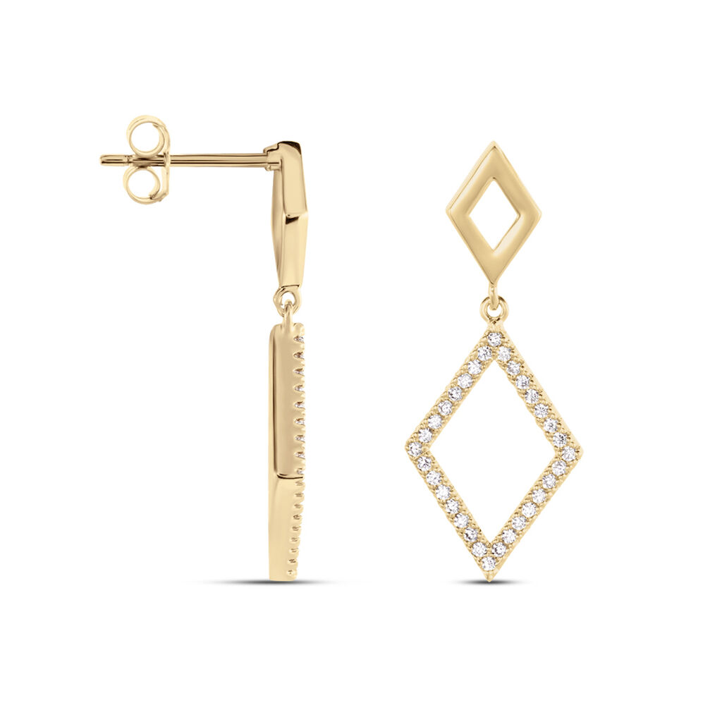 Boucles D'oreilles Brody Plaqué Or Jaune Oxydes De Zirconium - Boucles d'oreilles fantaisie Femme | Histoire d’Or
