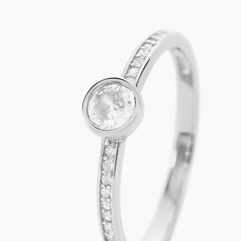 Bague Solitaire Mathylda Argent Blanc Oxyde De Zirconium - Bagues solitaires Femme | Histoire d&rsquo;Or