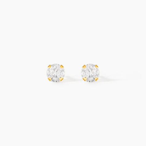 Boucles D'oreilles Puces Eddie Or Jaune Oxyde De Zirconium - Clous d'oreilles Femme | Histoire d&rsquo;Or