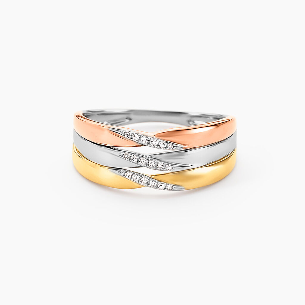 Bague Nesibe Or Tricolore Diamant - Bagues avec pierre Femme | Histoire d’Or